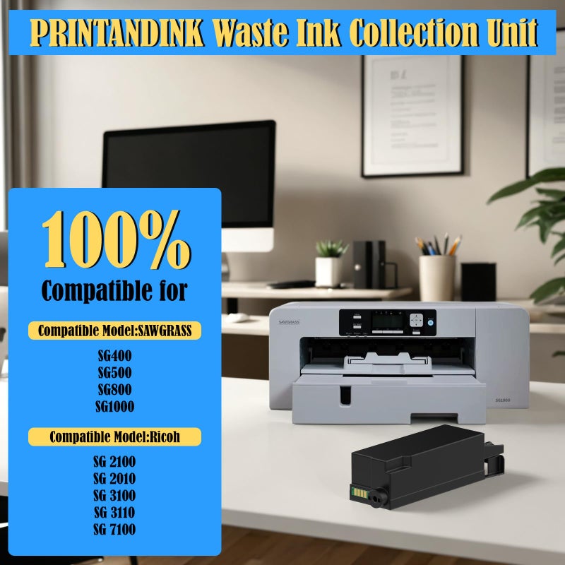 PRINTANDINK وحدة جمع الحبر المستهلك PRINTANDINK SG400/SG500 متوافقة بالكامل مع Sawgrass SG400/SG500/SG800/SG1000 و Ricoh Aficio SG3100DN/SG3100DNW/SG3100SNW/SG3110SFNW/SG7100DN - Image 2
